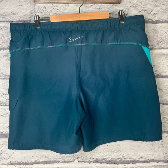 Vintage NIKE Men's L Swim Trunks Check Logo‎ Mesh Lined Drawstring Pockets Beach - Picture 3 of 6
